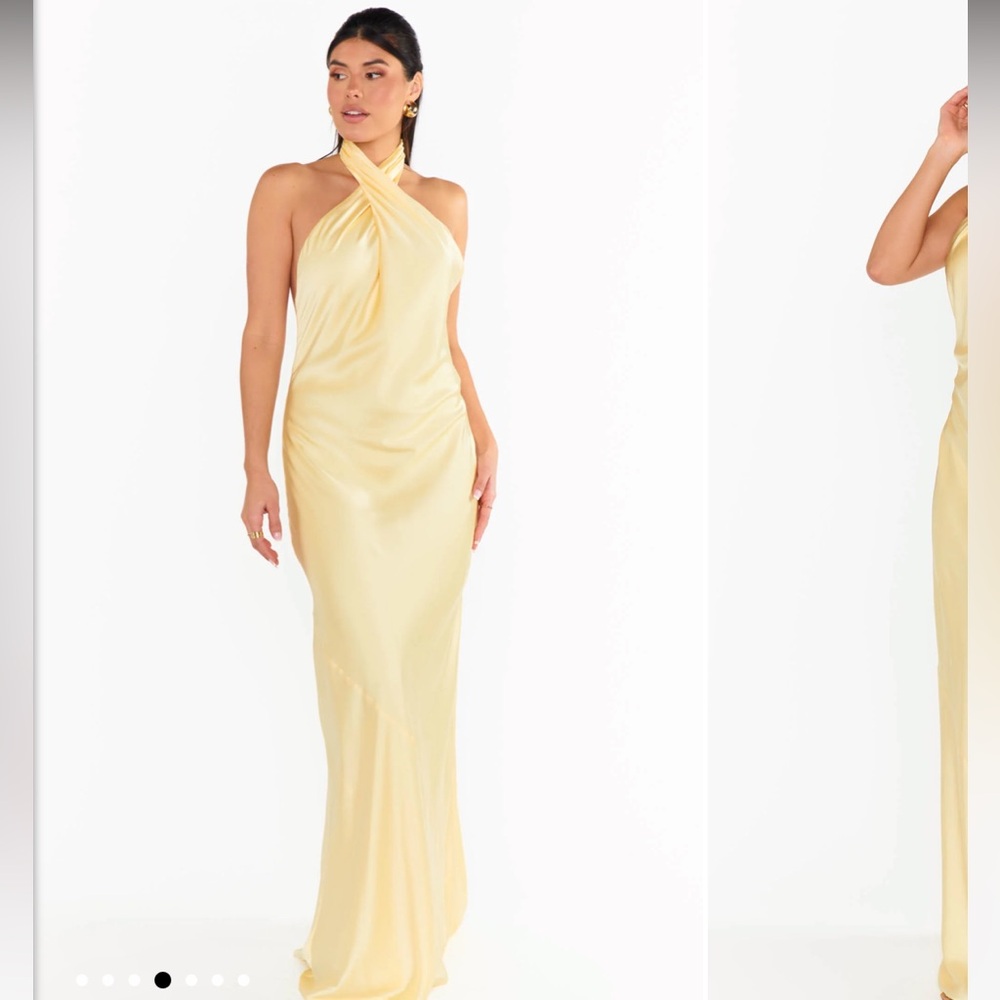 WORN ONCE Show Me Your MuMu Yellow Jasmine Halter Sleeveless Gown